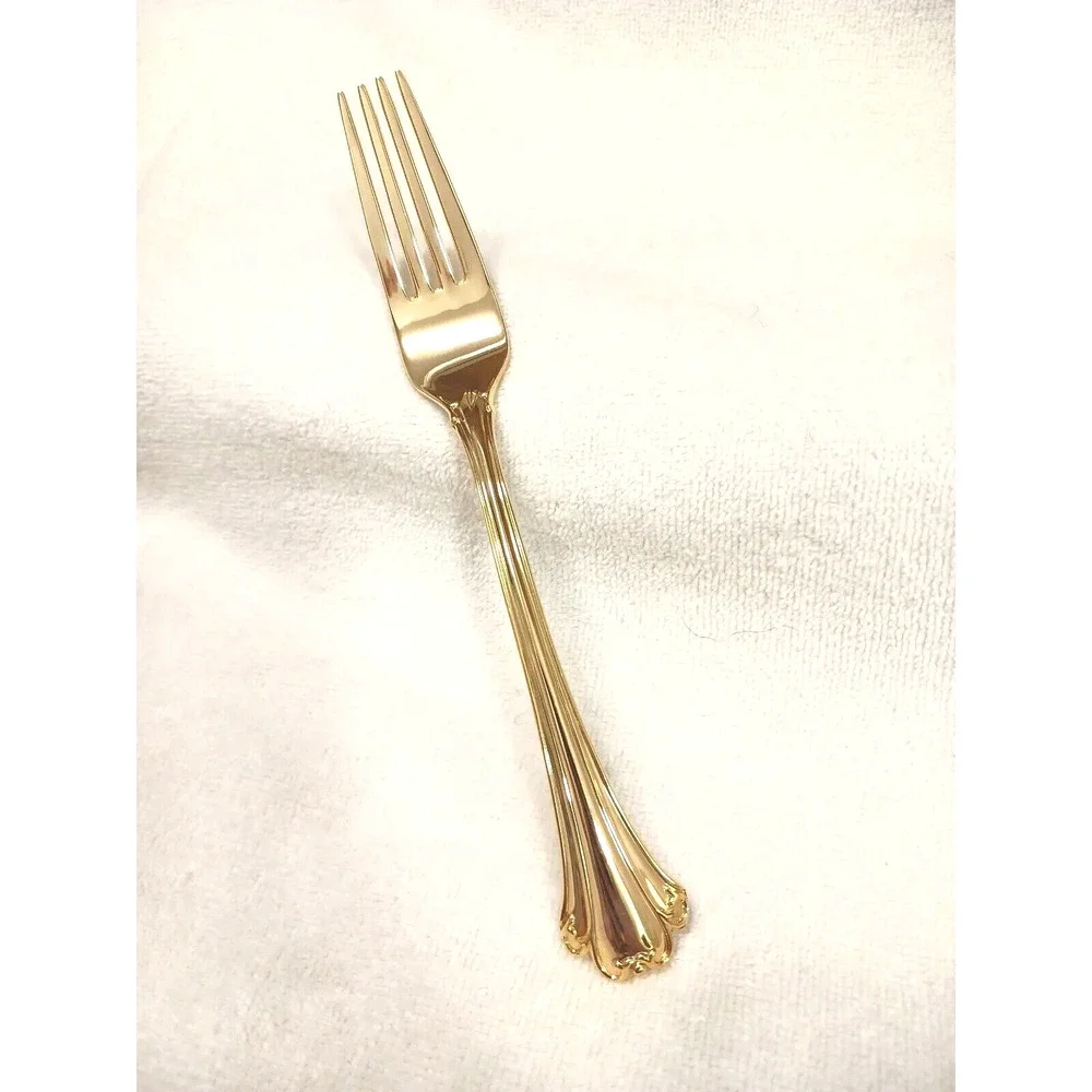 F.B. Rogers Gold‎ DINNER FORK Chippendale Gold Electroplate HOLIDAY WEDDING VNTG